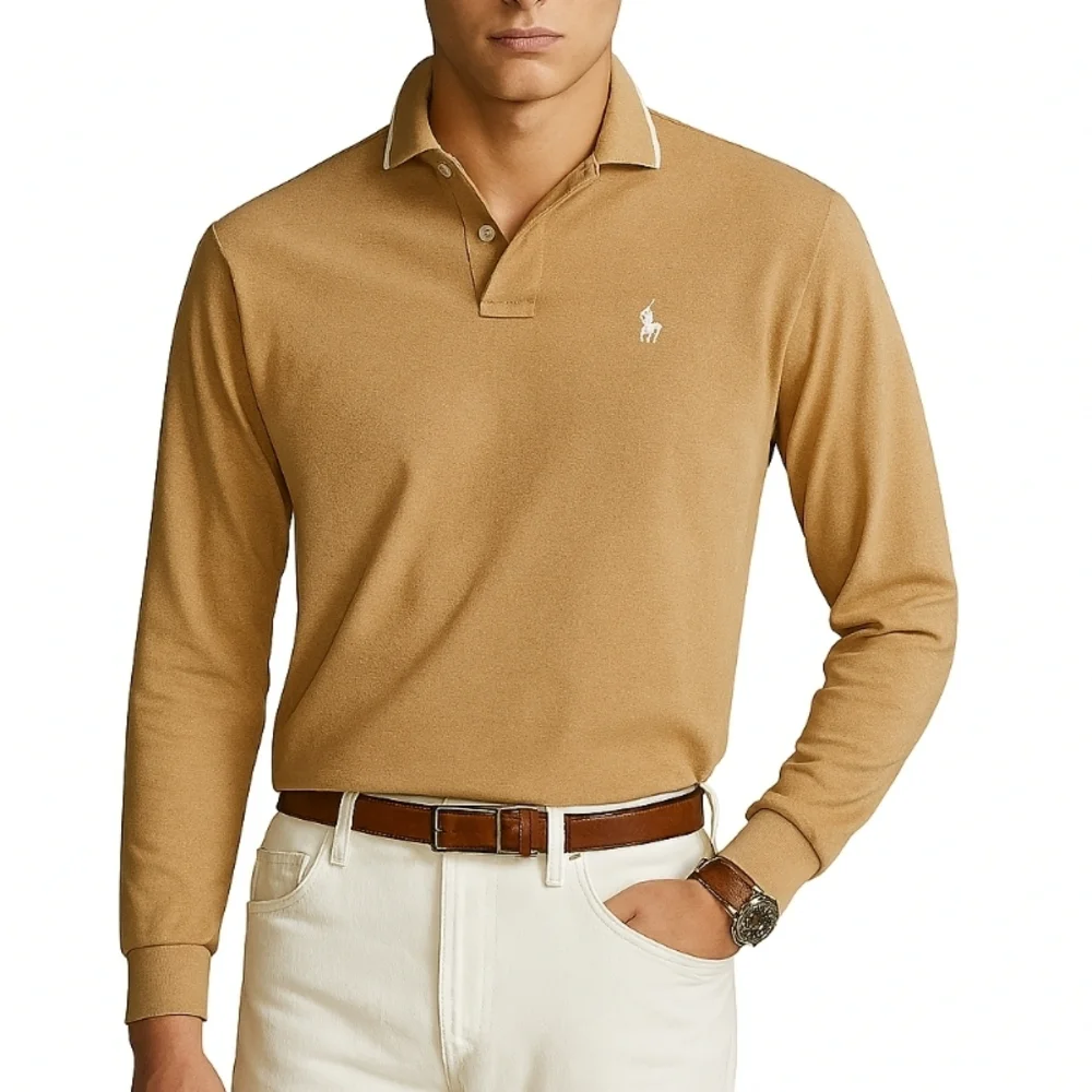 Polo Ralph Lauren Men's S Classic-Fit Soft-Touch Cotton Polo Brown Heather